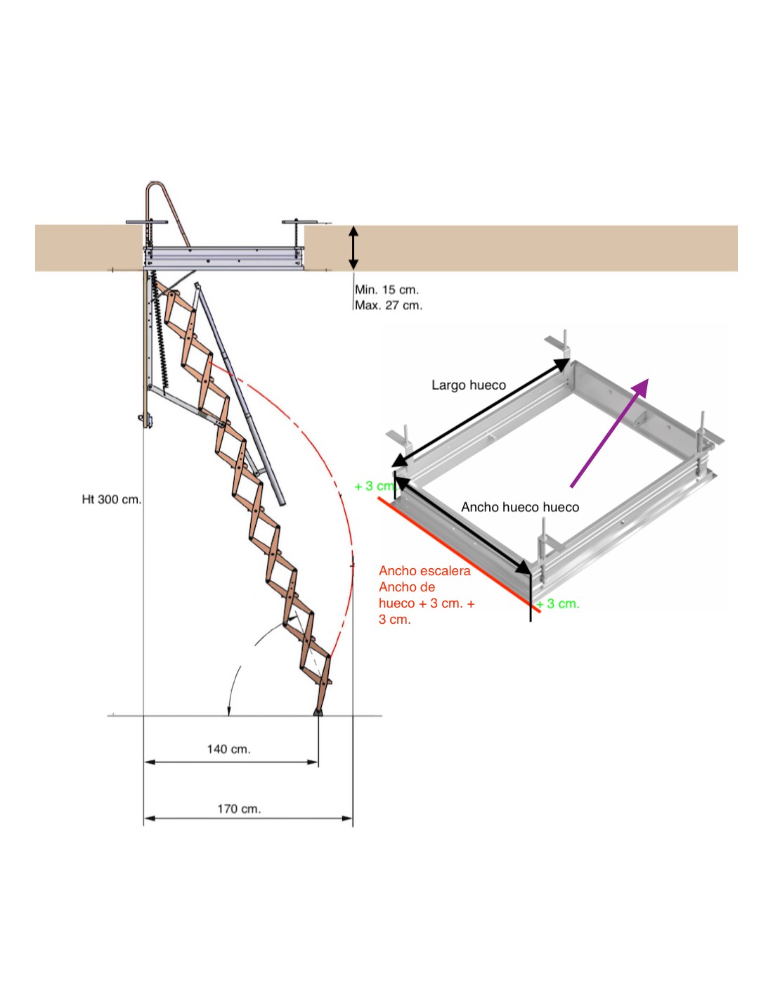 Escalera escamoteable Flexa de techo - Bricolaris